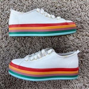 Keds Limited Edition Leather Rainbow Platform Sneakers